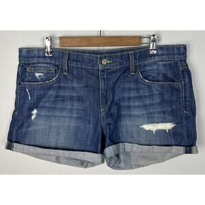 Joe’s Samara Denim Shorts Medium Wash Distressed 5” Inseam Size 32 Women’s